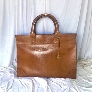 LAND Leather Tote in Camel or Cognac Tan, Top-Handle Handbag, Work or Travel Bag